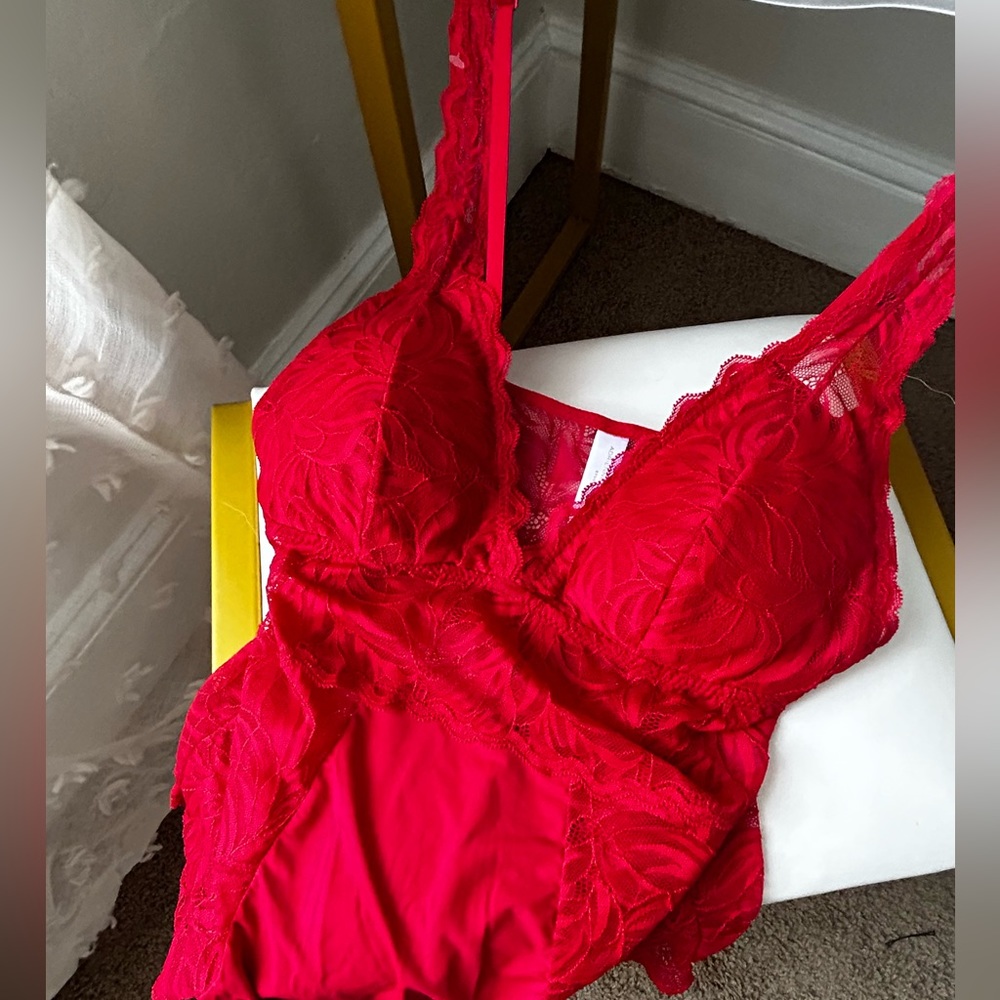 Red lingerie bodysuit